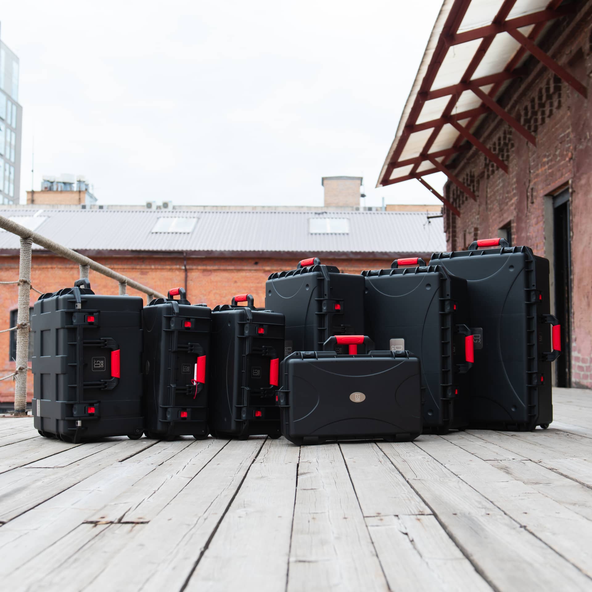 Original DGCASE hard case range with red handles and latches